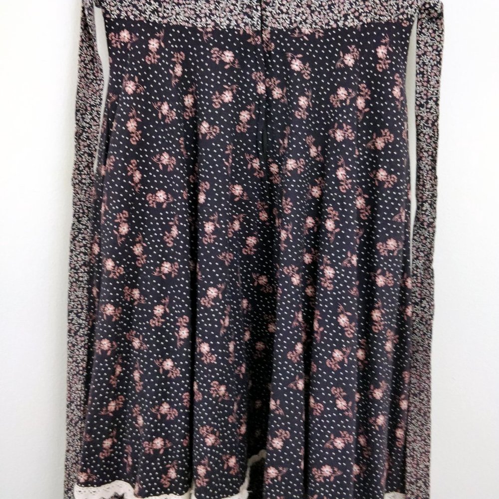 Gunne Sax Calico Floral Brown Pink Corset Sundress - Picture 13 of 16